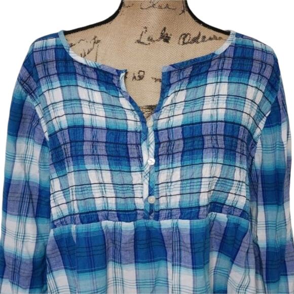 LANE Bryant plaid smocked bodice babydoll peplum top plus size 26/28 4X‎ - Picture 4 of 5